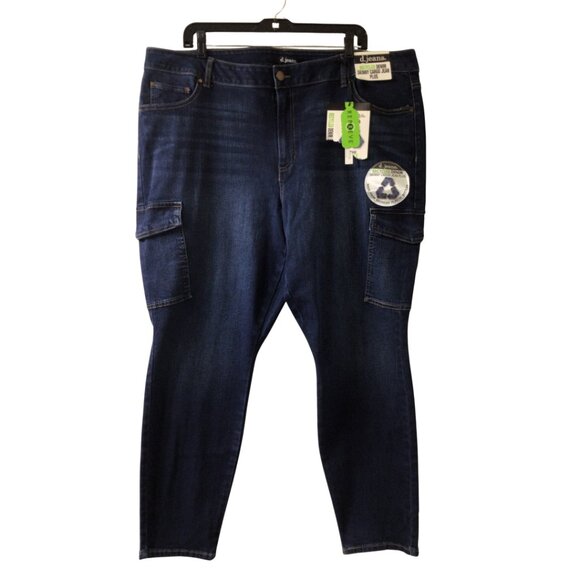 NWT D. Jeans Women’s 22 W Blue Recycled Denim Skinny Cargo Jean Plus d.jeans - Picture 1 of 12